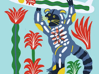 racoon surf animal design doodle flower flowers gouche grunge holiday illustration ornament racoon skull surf texture