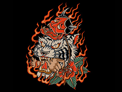 Tiger Oni Mask apparel artwork branding clothing design graphic illustration logo streetwear ui vector