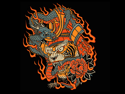 Dragon Tiger apparel artwork branding clothing design graphic illustration logo streetwear ui vector