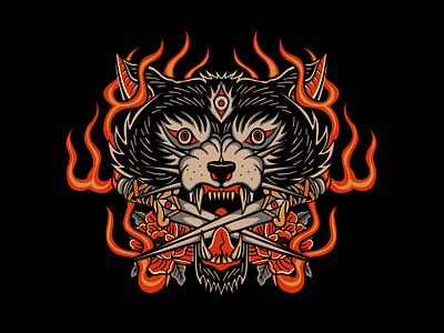 Wolf Daggers apparel artwork branding clothing design graphic illustration logo streetwear ui vector