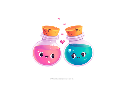 Potions amor amour cartoon character chemistry children cute digital art illustration kids love mexico pociones potions procreate