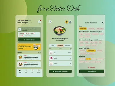 Recipe deciding App! app design dish food glass menu recipe ui