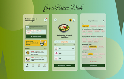 Recipe deciding App! app design dish food glass menu recipe ui