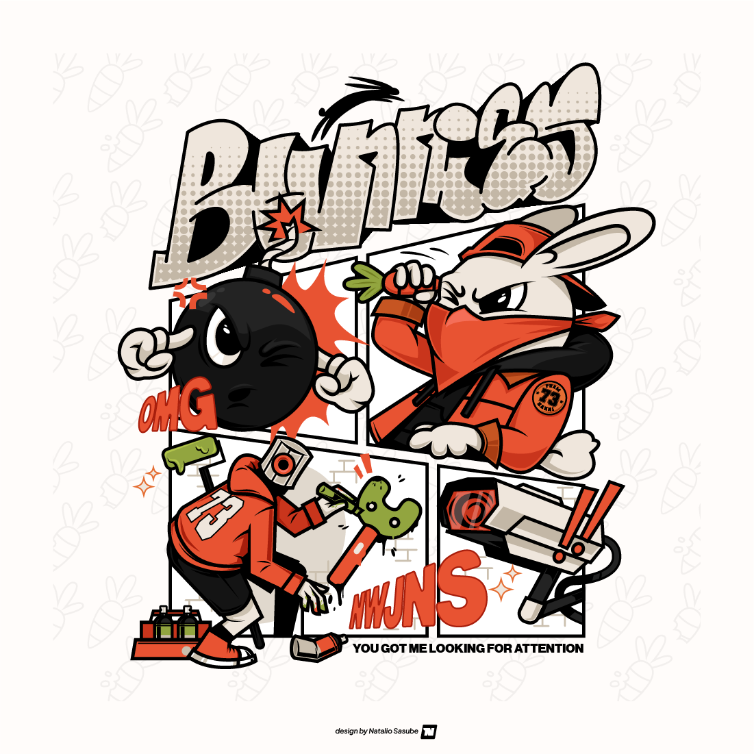 Bunnies Character apparel branding bunny cartoon character collection comics concept design fun funny graffiti graphic design illustration mascot newjeans rabbit sticker tshirt vector
