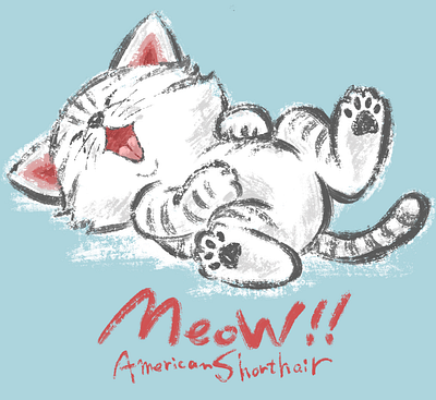 Pampered American Shorthair animal cat character cute funny illustration kitten kitty pet