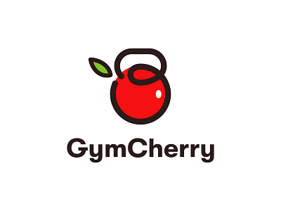 Gym Cherry branding cherry design exercise fruit graphic design gym healthy icon kettlebell logo logos simple vector