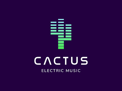 Cactus Electric Music beat branding cactus desert design electric music graphic design icon logo logos music simple vector