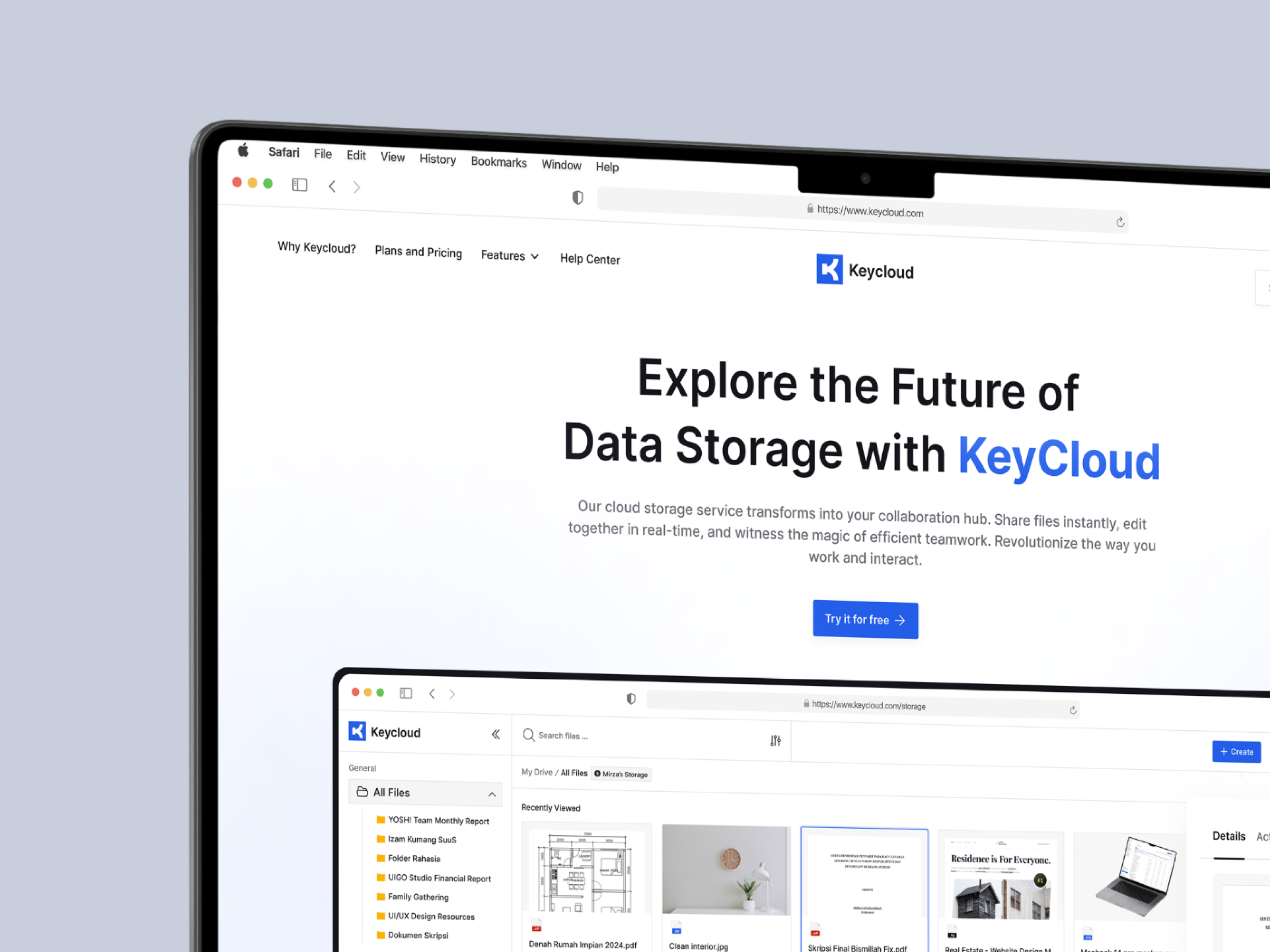 KeyCloud - Cloud Storage Landing Page ai ai integration clean cloud cloud storage dashboard design document file management folder hero section integrated landing page saas saas dashboard storage ui ui ux web app website