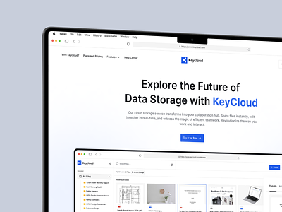 KeyCloud - Cloud Storage Landing Page ai ai integration clean cloud cloud storage dashboard design document file management folder hero section integrated landing page saas saas dashboard storage ui ui ux web app website