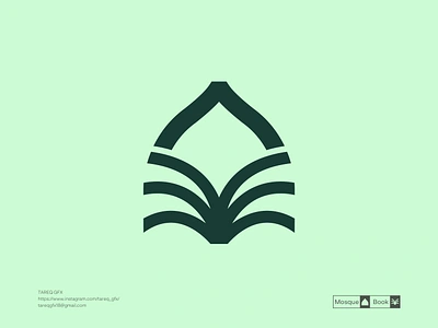 Mosque with Book logo design. abstract logo applogo book branding design education educational graphic design green illustration islamic library logo logo design logodesign logoinspire modern mosque naturel ui