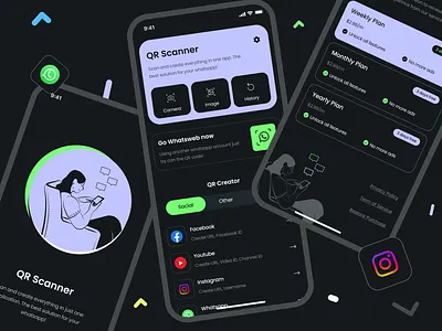 QR Scanner - a support application for Whatsapp app design figma mobile ui ui kit ux