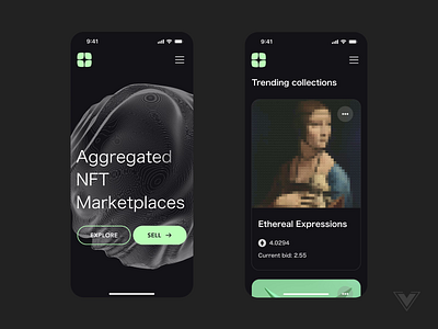 Aggregated NFT Marketplaces animation branding design marketplace mvp nft ui ux