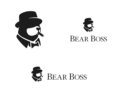 Bear Boss bear boss branding design graphic design grizzly icon illustration leader logo logos mafia polar bear simple smoking vector