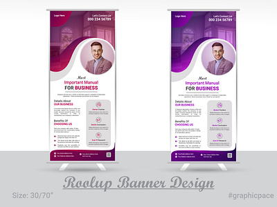 Rollup Banner Design Template 3d animation app banner branding design graphic design illustration logo rollup banner rollup banner design rollup banner design template ui