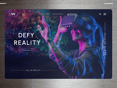 Dailyui - 73 Virtual Reality 3d animation ar branding challenge dailyui design figma graphic design logo motion graphics typography ui vr website