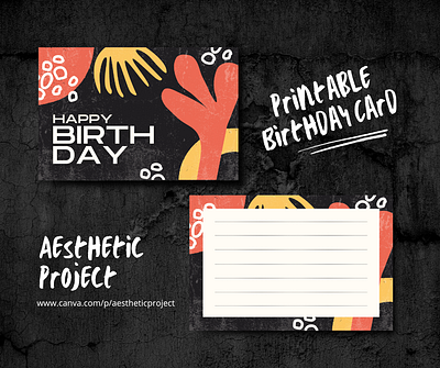 Printable Birthday Card birthday birthday card canva card design geometric greeting grunge template textured