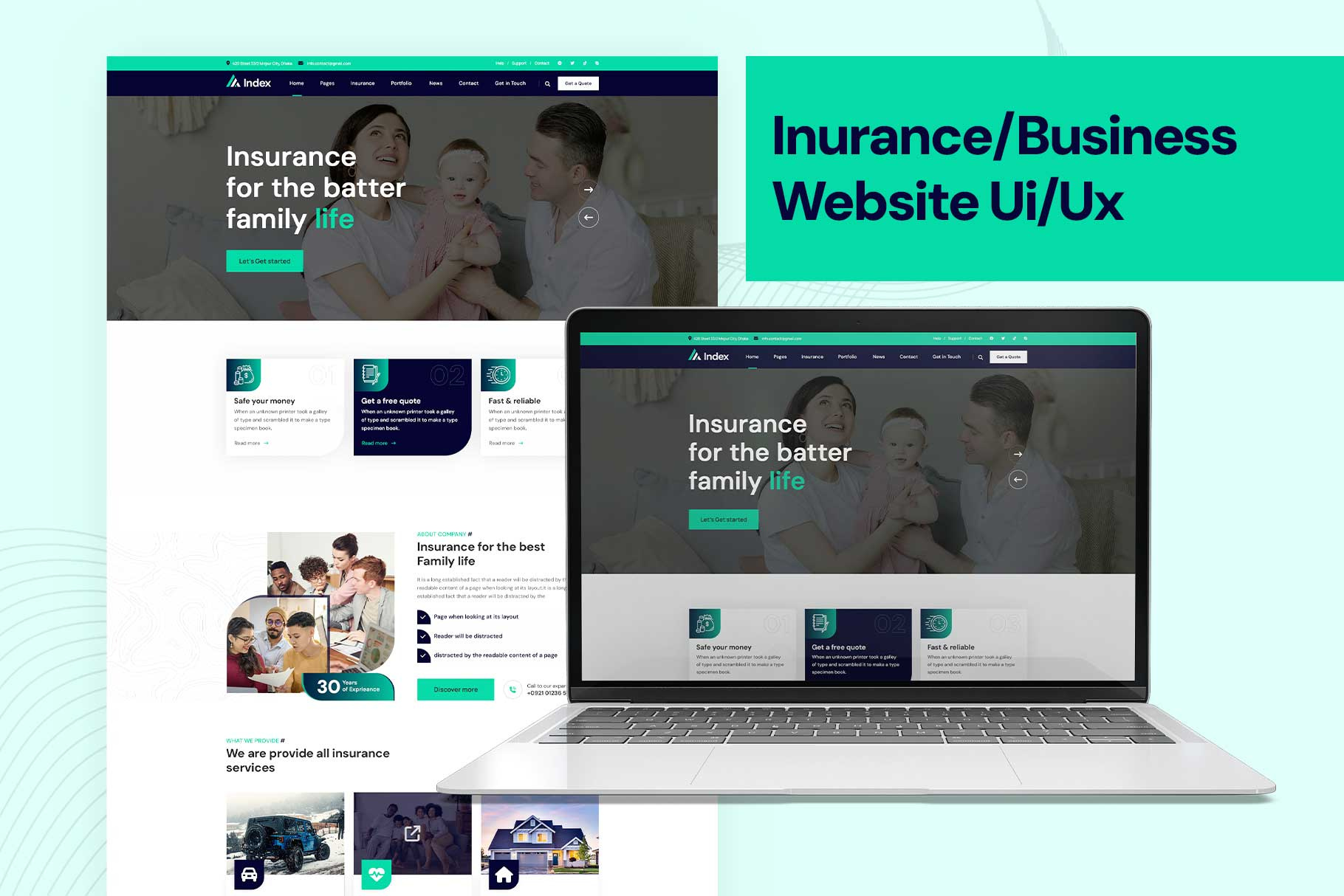 Insurance agency website design Ui Template adobe xd agency branding business website figma graphic design landingpage photoshop psd template ui uidesign uikit uiux web design website