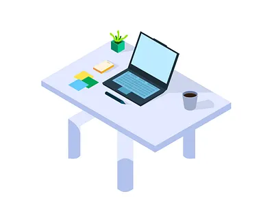 Workspace Table Isometric art color design graphic design illustration isometric laptop minimal table