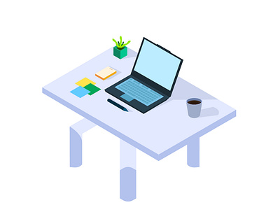 Workspace Table Isometric art color design graphic design illustration isometric laptop minimal table