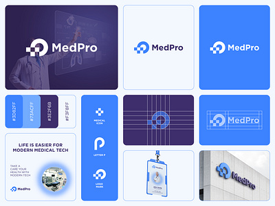 MedPro - Logo Design Concept blue brand identity branding care clinic concept creative cross design designer portfolio doctor health hospital letterp logo logo designer medical modern pharmaceuticals technology