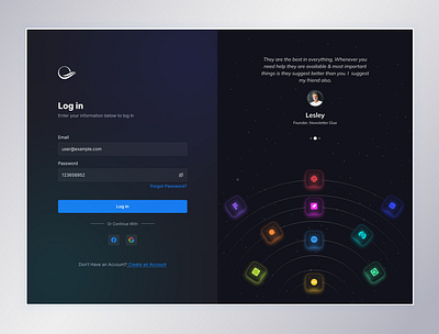 Login Screen (Saas) 3d brand logo branding colorfull dark dashboard dashboard login screen design graphic design login screen motion graphics saas product simple testimonial ui