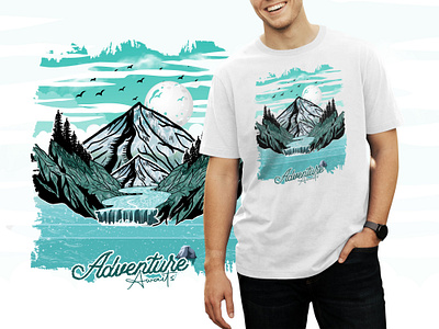 Adventure outdoor landscape t shirt print illustration outdoors