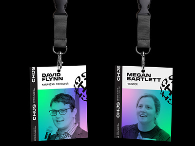 CHJS — Event Badge branding duotone event badge id card typography