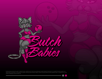 Butch Babies Logo bikini branding cat character design graphic design illustration logo pink sexy