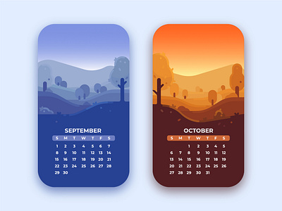 2024 Calendar Design 2024 2024 calendar affinity designer flat landscape calendar landscape illustration month calendar october september simple design