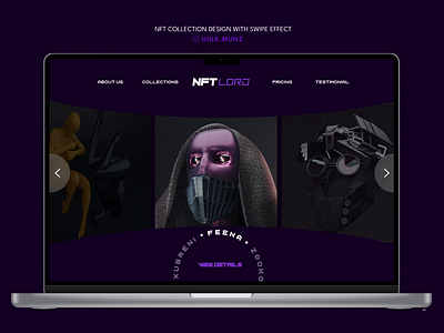 NFT Collection Design With Swipe Effect animated animation app branding design dribbble figma graphic design illustration landingpage logo nft nftcollection toprated ui uiux ux vector website