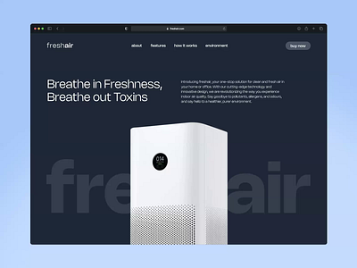 freshair - Homepage Animation animation branding design desktop freshair interaction landing page product product page ui uiux upscalix ux website