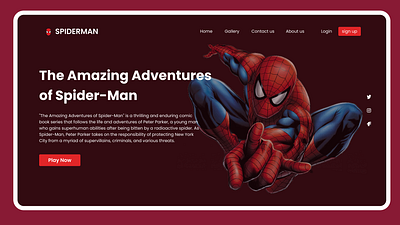 Hero page design with spiderman animation branding graphic design logo motion graphics ui