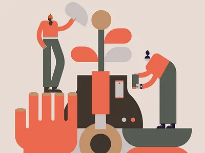 Working together art character design illustration music nature plants poster productdesign technology ui ux