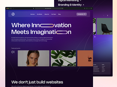 PixelCraft - Homepage Exploration agency branding design desktop digital agency gradient home page landing page portfolio ui uiux ux web design website