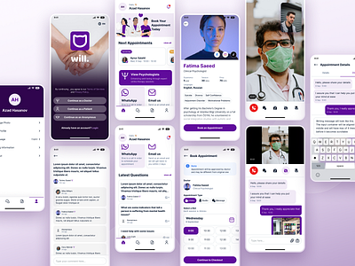 Will. – Book Doctors app appointment clinic design doctor fitness forum health patient psychologist therapy ui ux vector video call