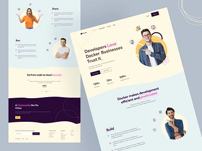 Docker - Saas Landing Page clean colourful develop docker homepage landing page ui minimal oftware popular reyad saas saas landing page saas ui design software trending trending web design ui ux