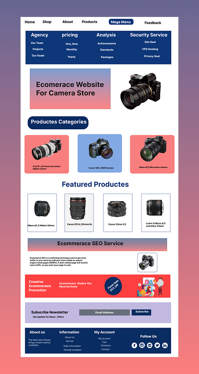 E-commerce website for camera store camera store website e commerce website figma ui ui web design ux ux web design web design website design