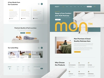 MON Mattress Website (E-commerce) clouds e commerce ecommerce ecommerce design homepage landing page mattress mattress e commerce mon online shop pillow shopify sleep ui ui ux design ux web web product web ui website