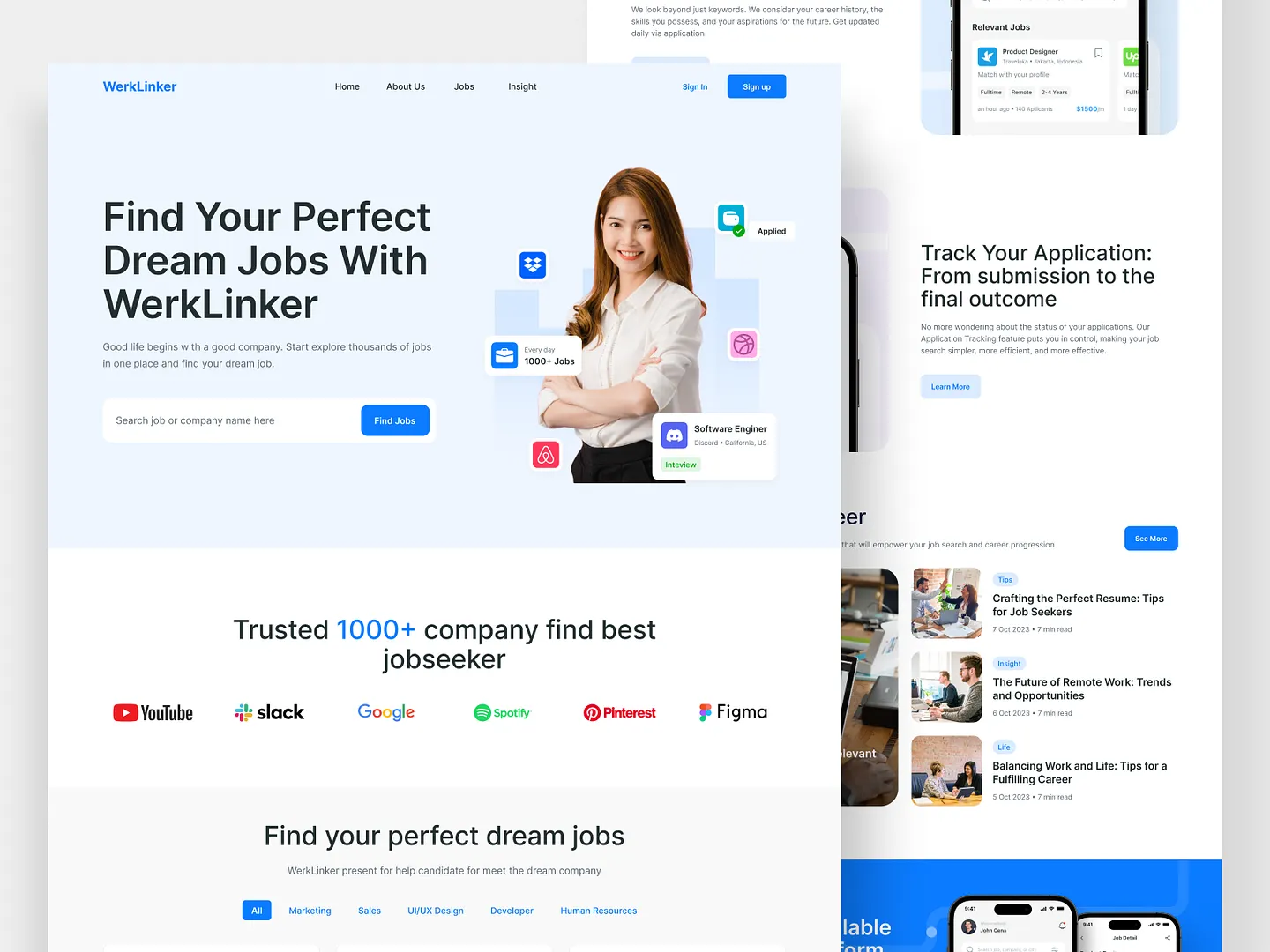 Top Job Portal Website Design: WerkLinker Landing Page