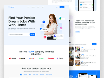 WerkLinker - Job Finder Landing Page application career design find job find work hire hiring hiring platform job job finder job listing job search job vacancy landing landingpage ui vacancy web website work