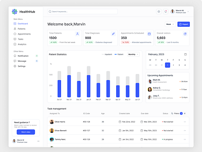 EHR: Main Dashboard Screen analytics card clinic dashboard design doctor ehr electronic health care system graph health care hospital hospital dashboard product design saas statiscs page table ui ux web design