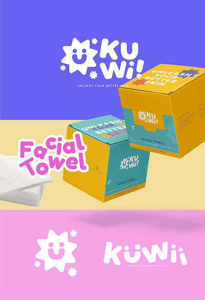 Kuwii Branding Design box design branding branding design colorful design cute logo graphic designer logo modern modern logo skin care visual branding