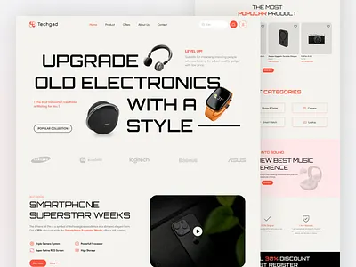 Techgad - Electronic E-Commerce Landing Page design ecommerce electronics gadget landing page minimalist design phone ui uidesign uiux uix user experience user interface uxdesign web design website white
