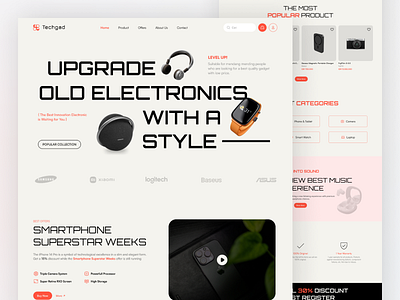 Techgad - Electronic E-Commerce Landing Page design ecommerce electronics gadget landing page minimalist design phone ui uidesign uiux uix user experience user interface uxdesign web design website white