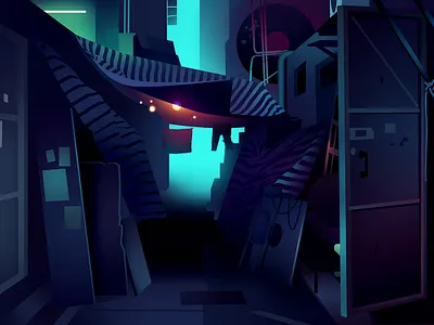 old city city futur illustration light neon