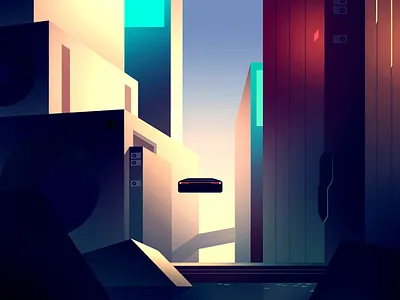 Mirages city futur illustration light neon retro