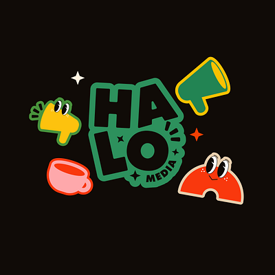 Halo Media brand identity brand visual branding cartoon design font graphic design illustration logo logo inspiration logo type