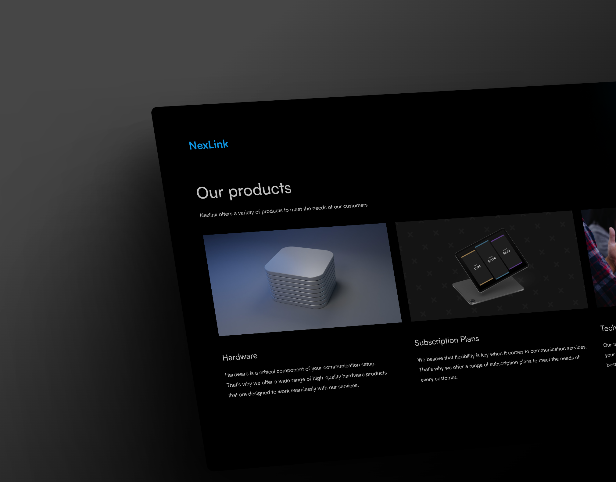 Nexlink Product page darkmode figma landing page ui ux