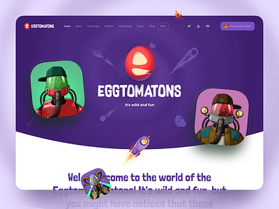 Eggtomatons NFT Website blockchain crypto cryptocurrency design dwellers interface nft space ui ux web website