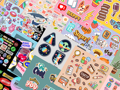 Sticker Pack 1700+ by econev design econev evgheniiconev illustration lizzardlab sticker stickers vector